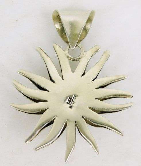Big Sterling Turquoise Sun Pendant