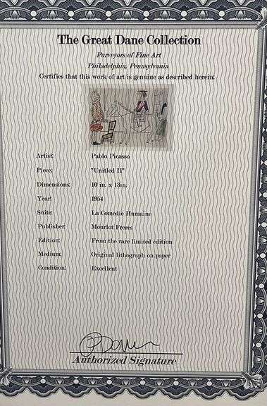 Picasso from Rare Limited Edition. Original Lithograph on Paper