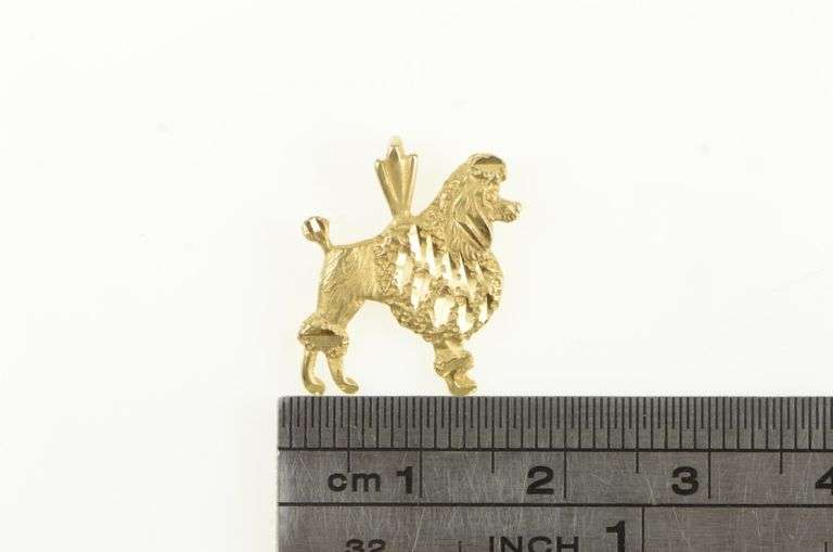 14K Yellow Gold Diamond Cut French Poodle Dog Breed Charm/Pendant
