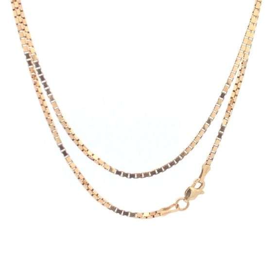 10K Yellow Gold 1.5mm Thick Box Link Classic Square Chain Necklace