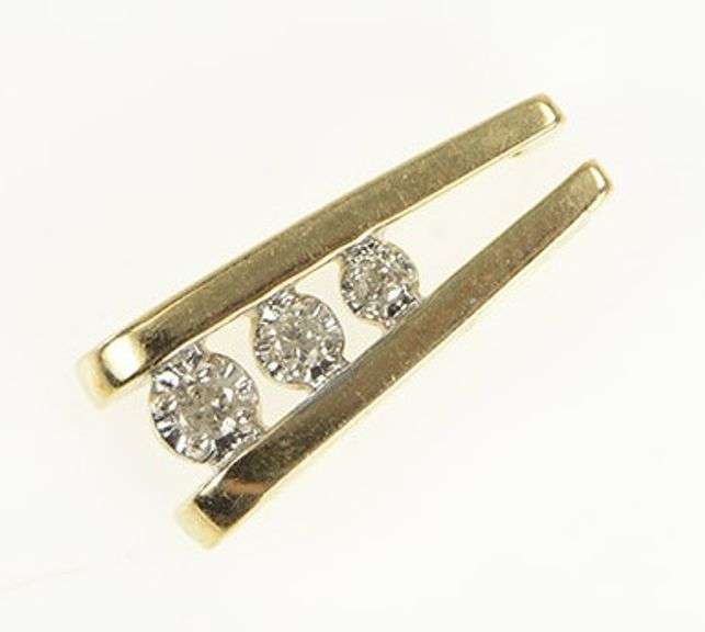 10K Yellow Gold Diamond Graduated Bar Drop Vintage Pendant