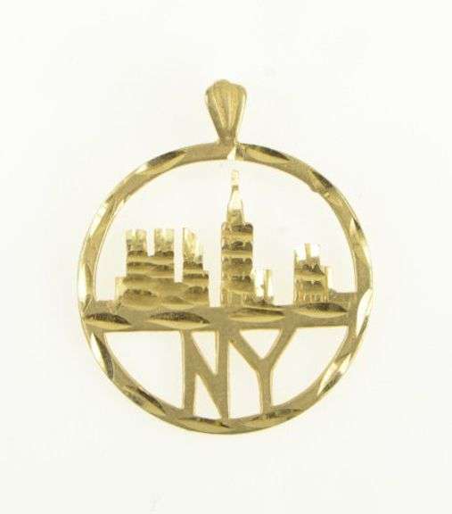 14K Yellow Gold New York City Skyline Big Apple Travel Charm/Pendant