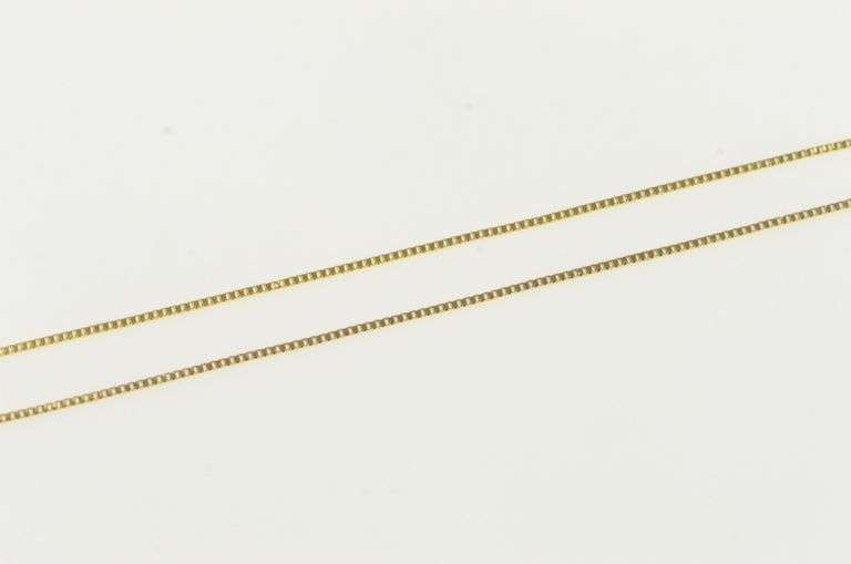 14K Yellow Gold 0.6mm Square Link Classic Box Chain Necklace