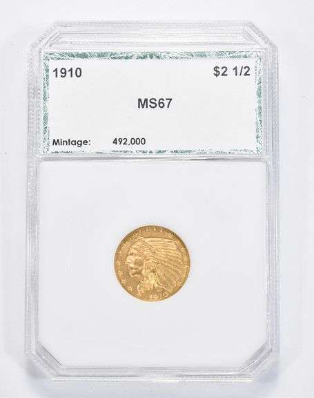 MS67 1910 $2.50 Indian Head Gold Quarter Eagle - Graded PCI