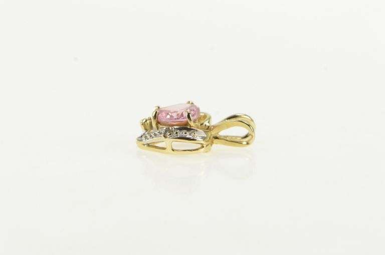 14K Yellow Gold Heart Pink Cubic Zirconia Diamond Accent Pendant