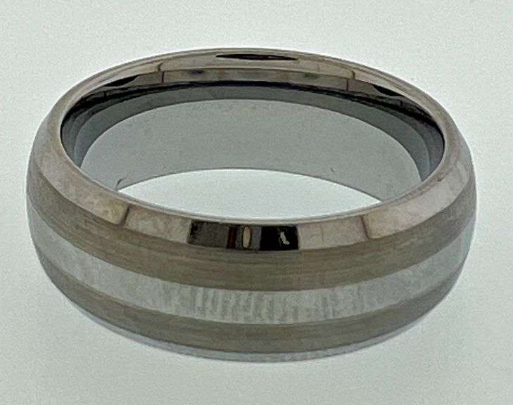 Two tone polished and satin tungsten ring