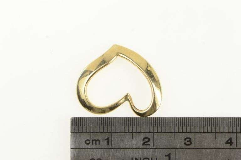 14K Yellow Gold Curvy Heart Vintage Classic Love Symbol Pendant