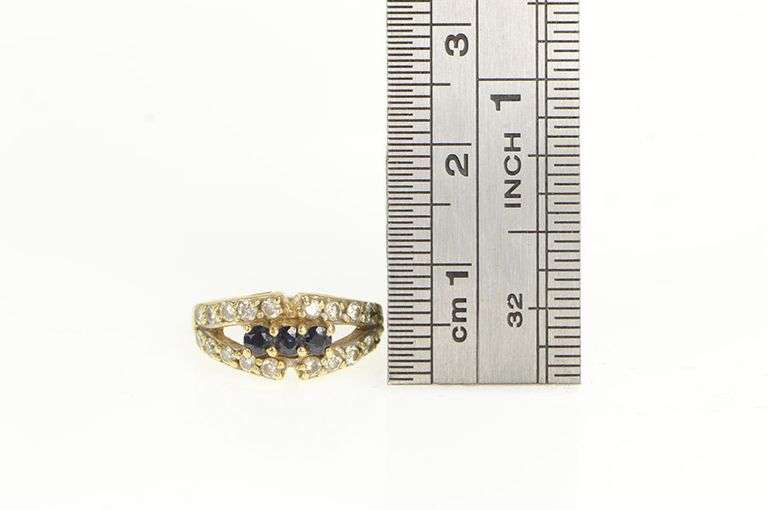 14K Yellow Gold Vintage Sapphire Diamond Statement Child's Ring
