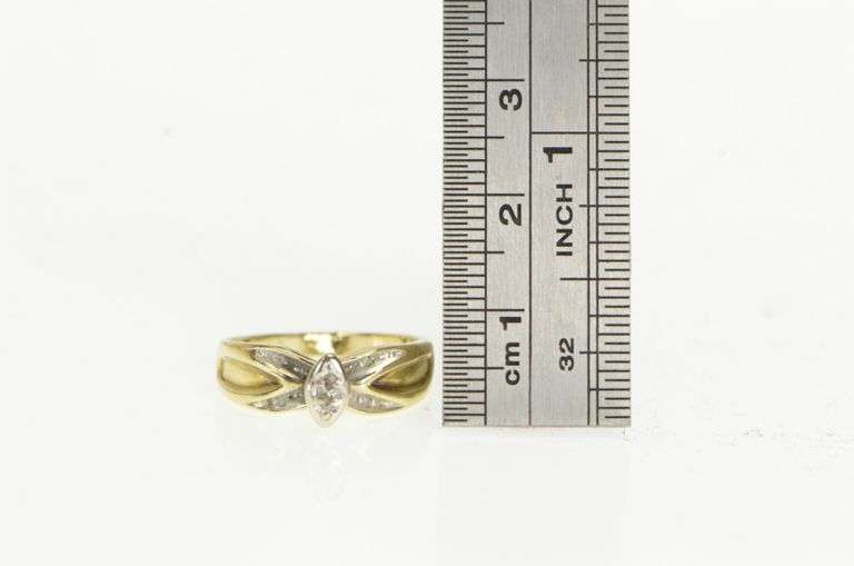 10K Yellow Gold Diamond Vintage Simple Promise X Criss Cross Ring