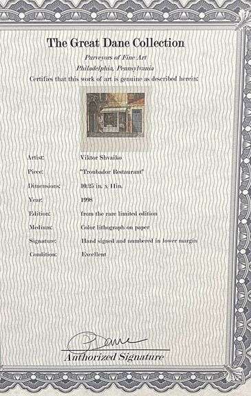 Collectible Victor Shvaiko Hand Signed Lithograph