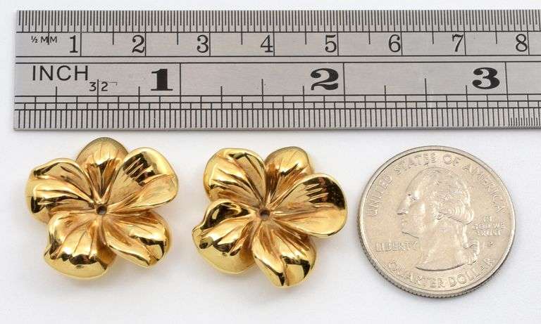 Lovely 14K YG Floral Earring Jackets