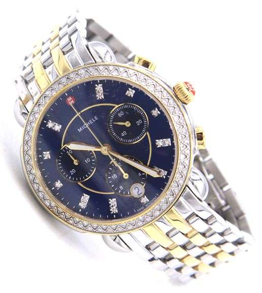 Michele Sidney Chronograph Blue Dial Quartz Watch