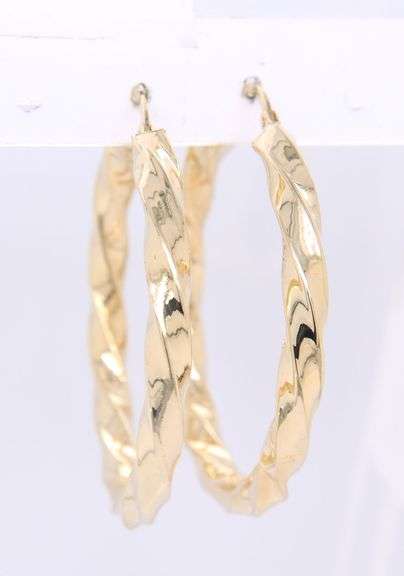 Elegant Yellow Gold 3.8mm Twisted Hoop Earrings
