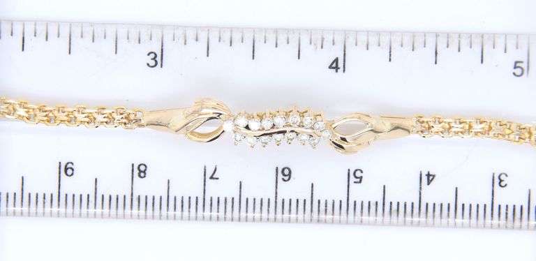 Stunning Yellow Gold Diamond Bar Bracelet