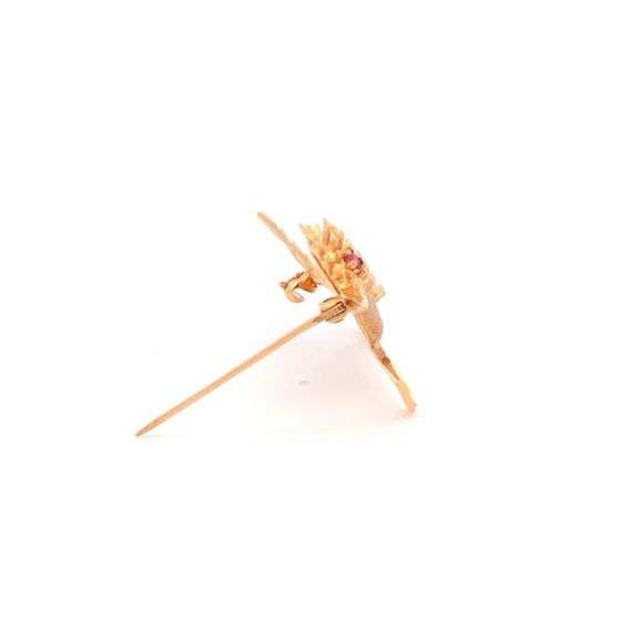 14K Yellow Gold Road Runner Ruby Eyed Retro Speed Symbol Pin/Brooch