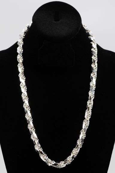 Sterling Silver Heavy Diamond-Cut Rope Chain 9.7mm Solid 925 Italy New Men's Necklace 22"