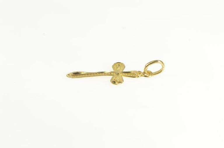 14K Yellow Gold Diamond Cut Cross Christian Faith Symbol Charm/Pendant
