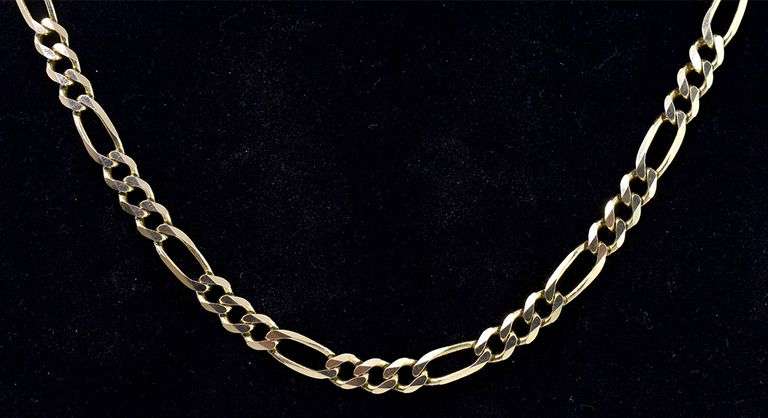 Lavish Figaro Chain Necklace In 14K Yellow Gold