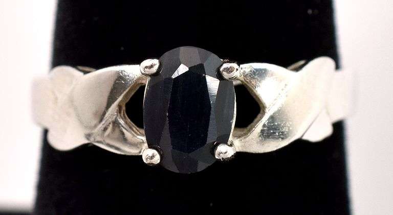 Sterling Silver Black Gemstone Ring