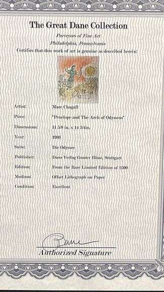 Limited Edition Marc Chagall Lithograph from the Rare Die Odysse Suite