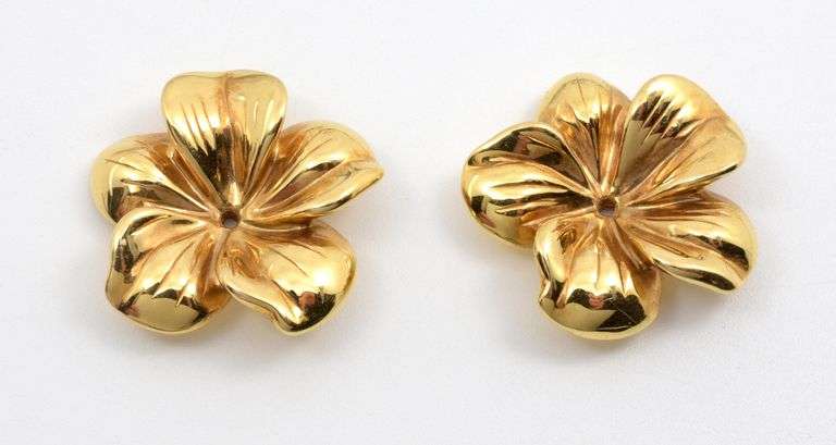 Lovely 14K YG Floral Earring Jackets