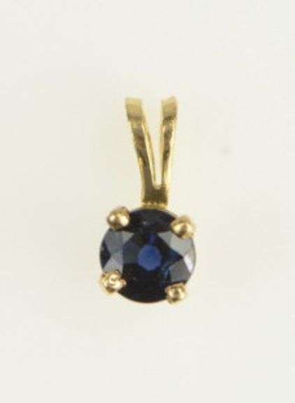 14K Yellow Gold Round Sapphire September Birthstone Simple Pendant