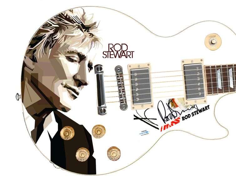 Rod Stewart Autographed 1/1 Custom Graphics Guitar ACOA
