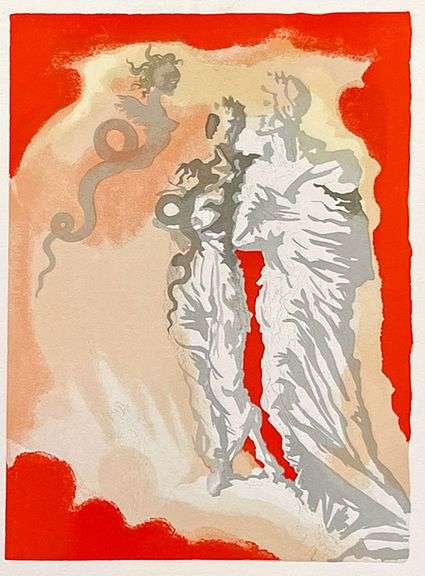 Very Collectible Salvador Dali Woodblock from The Divince Comedy Suite Circa 1964