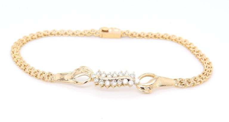 Stunning Yellow Gold Diamond Bar Bracelet