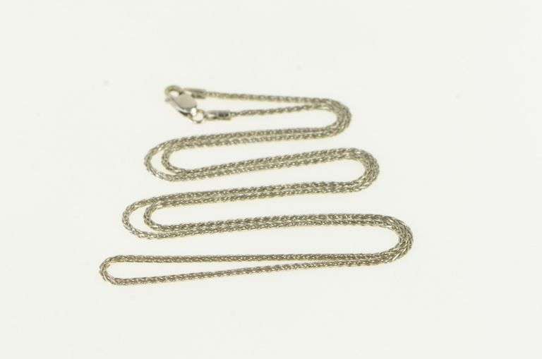 10K White Gold 1.2mm Woven Palma Link Wheat Chain Necklace