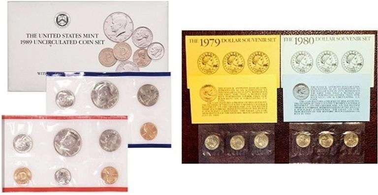 A Large Lot Of 19 U.S. Mint Sets/Dates From 1968 To 1989!