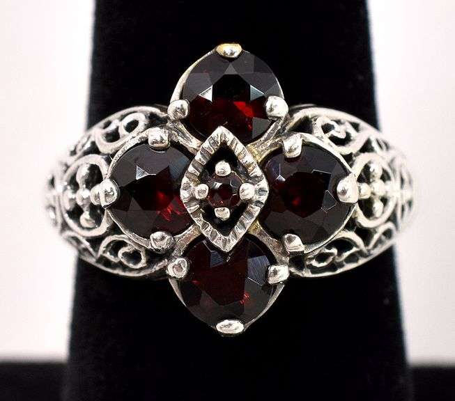 Sterling Silver Red Garnet Gemstone Ring