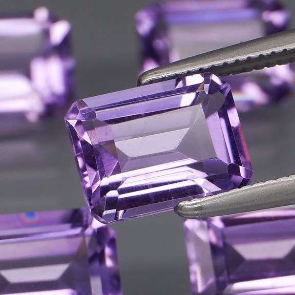 Vibrant 7.54ct 8x6mm real Bolivian Amethyst set