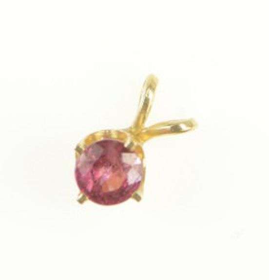 14K Yellow Gold Round Natural Ruby Solitaire Vintage Pendant