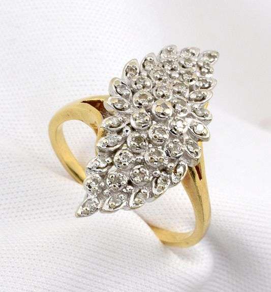 Pretty 14k YG Waterfall Ring with Diamonds