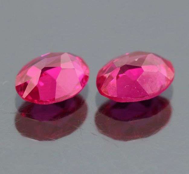 Fantastic 4.18ct cherry red created Ruby pair