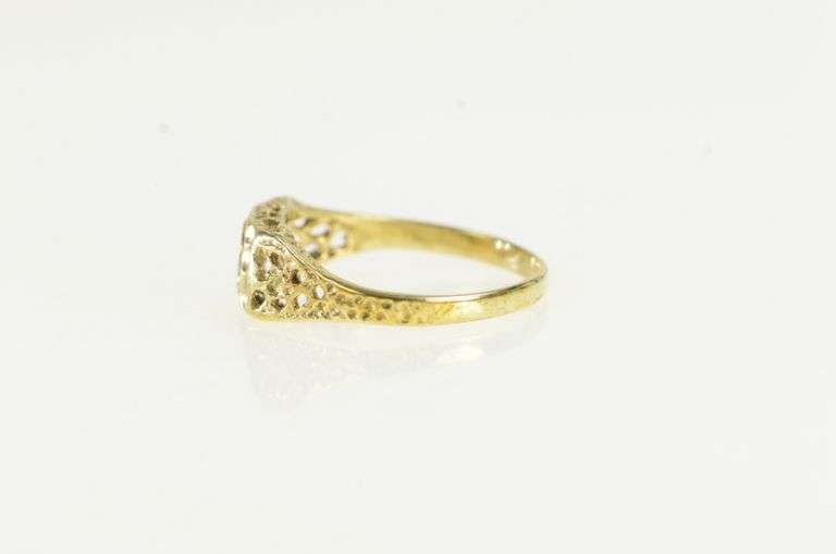 10K Yellow Gold S Diamond Cut Letter Monogram Name Initial Ring