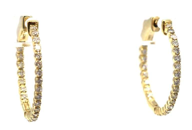 New 0.68ctw Round Diamond Inside Out Hoop Earrings in 14K