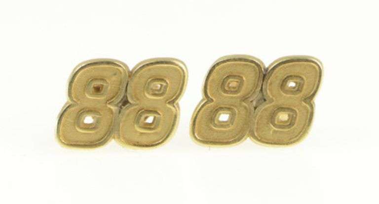 14K Yellow Gold 88 Dale Earnhardt Jr Nascar Stud Earrings