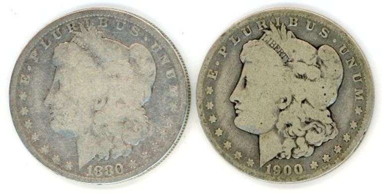 Two Different Morgan Silver Dollars: 1880 & 1900-O