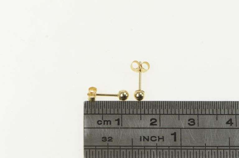 10K Yellow Gold 3.1mm Vintage Simple Classic Ball Stud Earrings