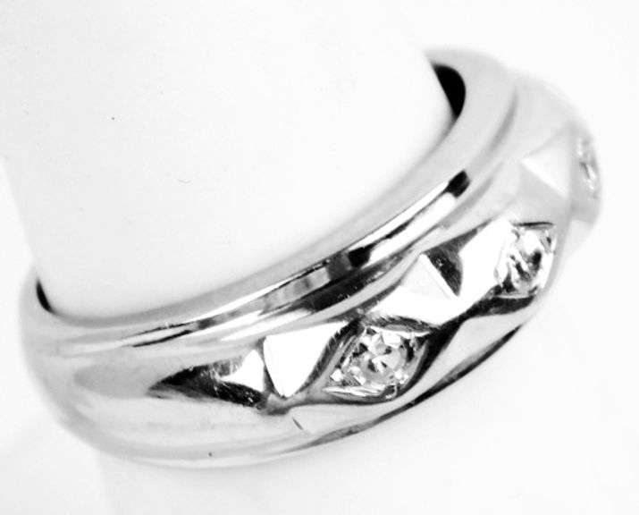 Vintage 14K Gold 3 Diamond Band, Size 7