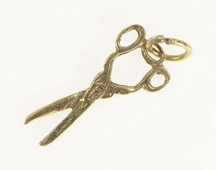 10K Yellow Gold Scissors Hair Dresser Stylist Barber Charm/Pendant