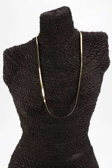 10k Yellow Gold Solid Flat Herringbone Chain 5.85mm Bracelet 9"