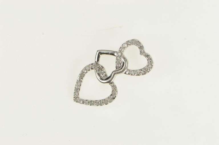 10K White Gold Diamond Heart Layered Love Symbol Pendant