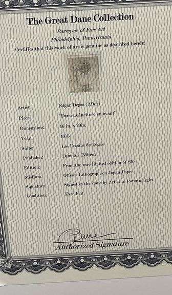 Extremely Rare and Collectible Antique Edgar Degas From Les Dessins de Degas Suite