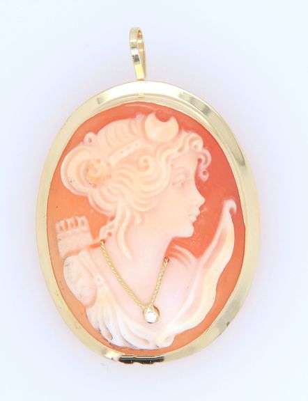 Beautiful 18kt Italian Shell Cameo Pin Pendant