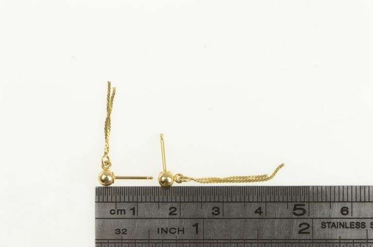 14K Yellow Gold Serpentine Chain Fringe Statement Earrings