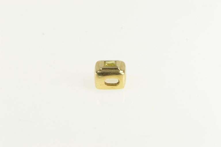 14K Yellow Gold Square Peridot Bezel Inset Geometric Slide Pendant