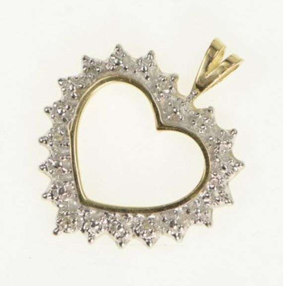 10K Yellow Gold Diamond Heart Love Symbol Romantic Pendant